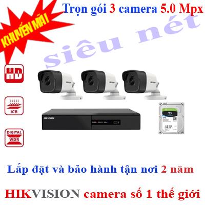 Trọn bộ 3 camera Hikvision siêu nét 5.0 (IT)